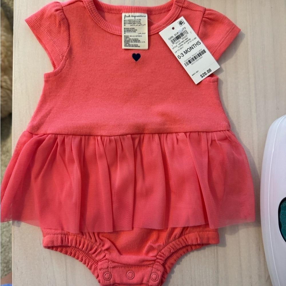First Impressions Coral Diaper Cover with Navy Heart
